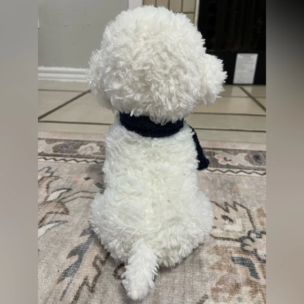 Teddy dog Bichon frise white tender, soft and realistic with scarf